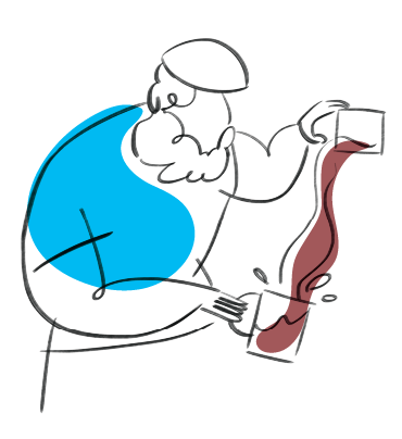 Sketch of someone making teh tarik